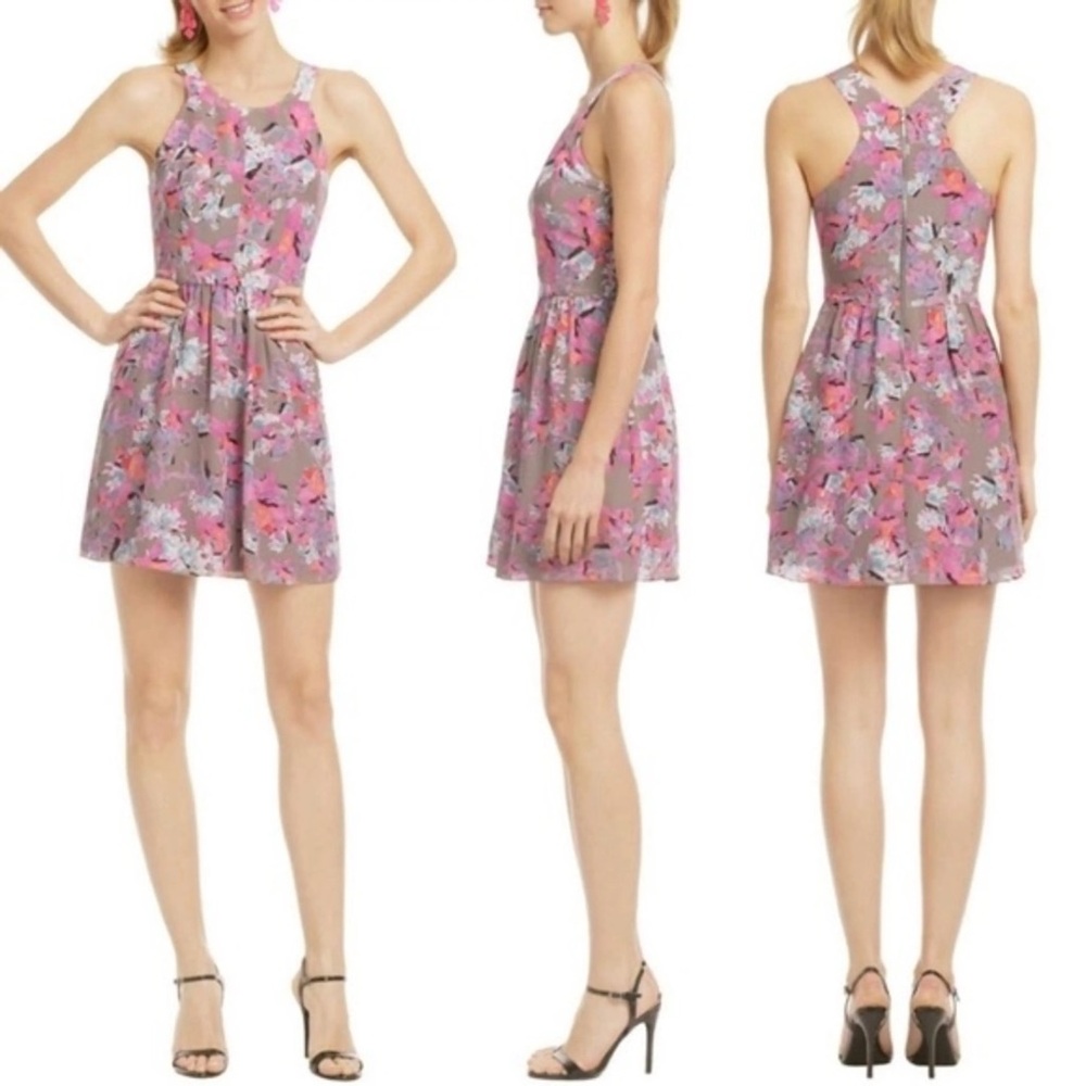 Rebecca Taylor Silk Mai Tai Time Dress Womens Size 8 Mini Colorful Racerback